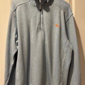 Tommy Bahama Men's XLG Grey/Blue Embroidered Half-Zip Sweatshirt